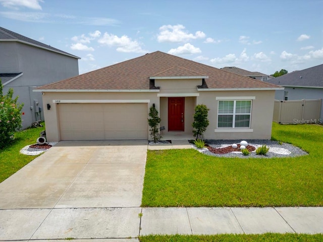 588 Meadow Bend Dr, Davenport, FL 33837 - view of front of home with a garage, stucco siding, roof with shingles, and concrete driveway