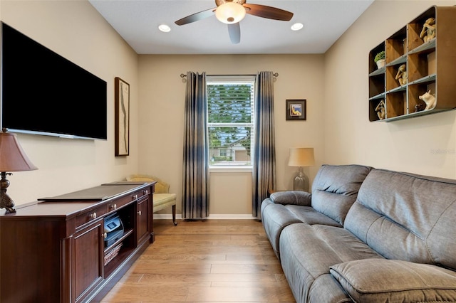 802 Soria Ln, Davenport, FL 33837 - living room with a ceiling fan, light wood-type flooring, and recessed lighting