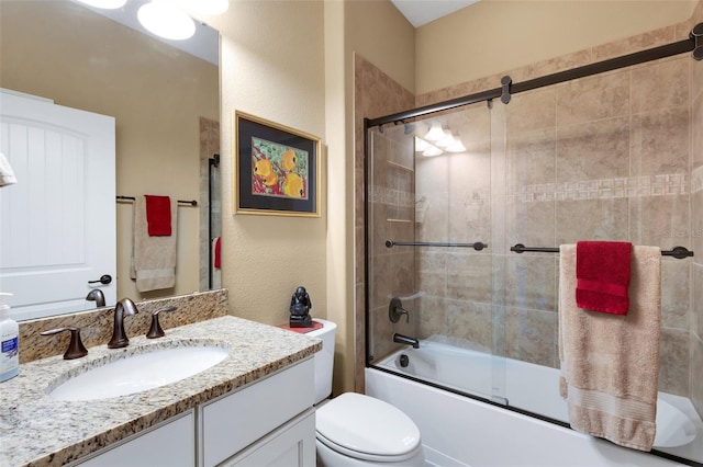 802 Soria Ln, Davenport, FL 33837 - bathroom featuring vanity, enclosed tub / shower combo, and a textured wall