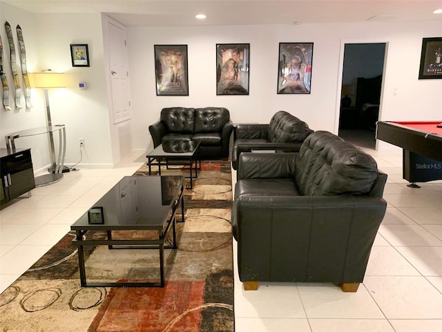 352 Cherokee Ave, Haines City, FL 33844 - living room featuring recessed lighting, light tile patterned floors, and billiards