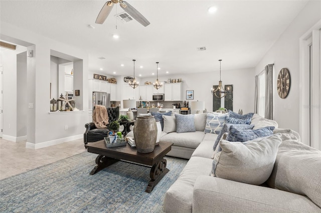 14728 Scott Key Dr, Winter Garden, FL 34787 - living area featuring a chandelier, recessed lighting, and ceiling fan