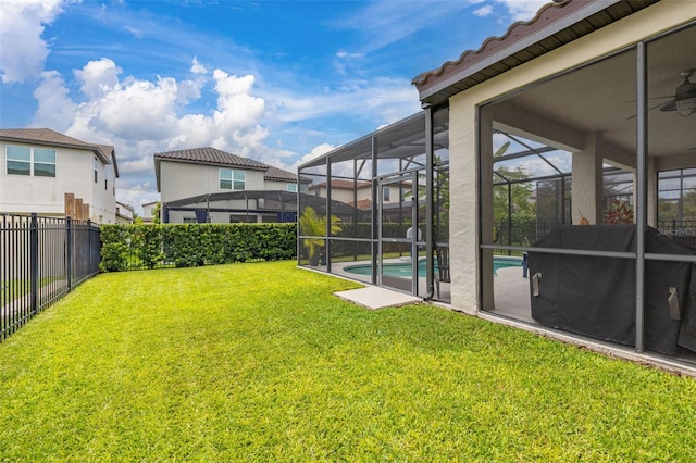 14728 Scott Key Dr, Winter Garden, FL 34787 - fenced backyard with ceiling fan and a patio