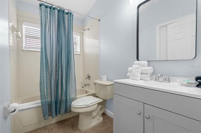 242 Saragossa Ave, Davenport, FL 33897 - bathroom with shower / tub combo with curtain, vanity, healthy amount of natural light, and tile patterned floors