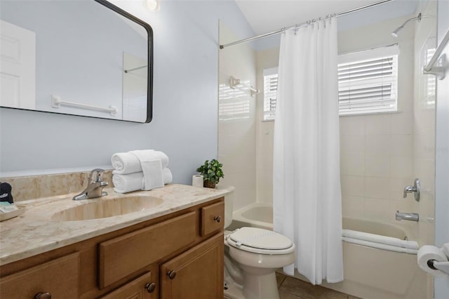 242 Saragossa Ave, Davenport, FL 33897 - full bath with vanity, shower / bath combination with curtain, and tile patterned floors