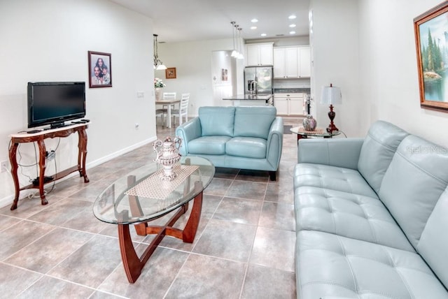 3432 Fallbrook Dr, Poinciana, FL 34759 - living area with light tile patterned floors and recessed lighting
