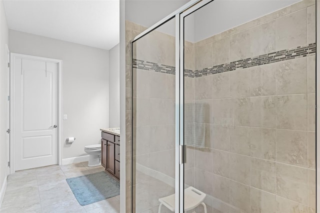 2419 Datura Loop, Saint Cloud, FL 34772 - bathroom with a stall shower, vanity, and tile patterned flooring
