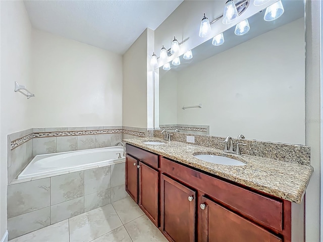 15150 Evergreen Oak Loop, Winter Garden, FL 34787 - bathroom featuring double vanity, a garden tub, and tile patterned flooring