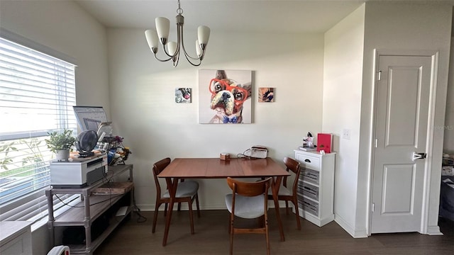 1528 Mirabella Cir, Davenport, FL 33897 - dining area featuring a chandelier, dark wood-style floors, and an office area