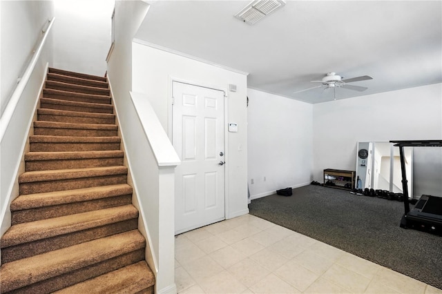 742 Centervale Dr Unit 742, Celebration, FL 34747 - staircase featuring ceiling fan and carpet flooring