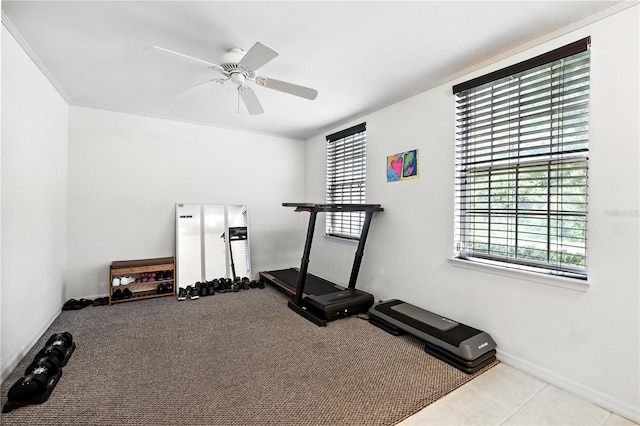 742 Centervale Dr Unit 742, Celebration, FL 34747 - workout room featuring a ceiling fan and baseboards