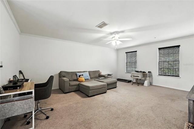 742 Centervale Dr Unit 742, Celebration, FL 34747 - carpeted office featuring crown molding and ceiling fan