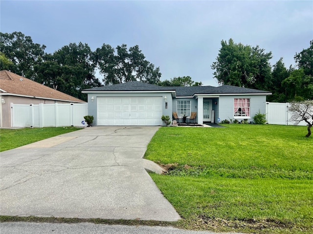 712 Cockatoo Ct, Kissimmee, FL 34759 - ranch-style home with an attached garage, concrete driveway, and a gate