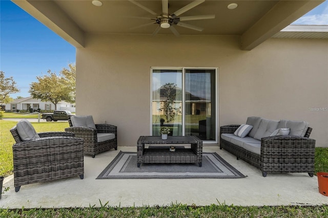 2661 Grasmere View Pkwy, Kissimmee, FL 34746 - view of patio with outdoor lounge area and ceiling fan