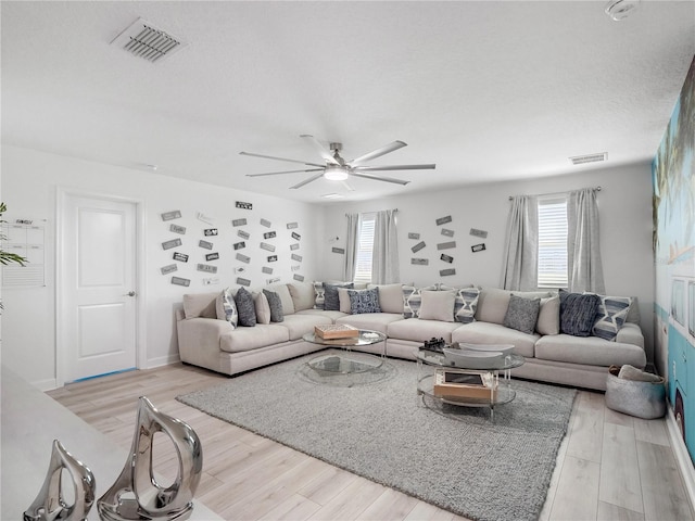 681 Pebble Beach Dr, Davenport, FL 33896 - living room featuring ceiling fan and light wood-style floors