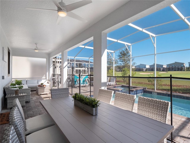 681 Pebble Beach Dr, Davenport, FL 33896 - wooden deck featuring an outdoor living space, outdoor dining space, a patio, and ceiling fan