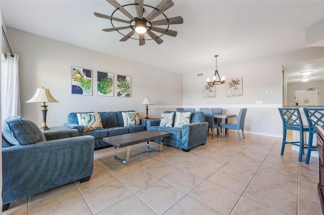 8774 Worldquest Blvd Unit 7404, Orlando, FL 32821 - living room with ceiling fan, a chandelier, and light tile patterned flooring
