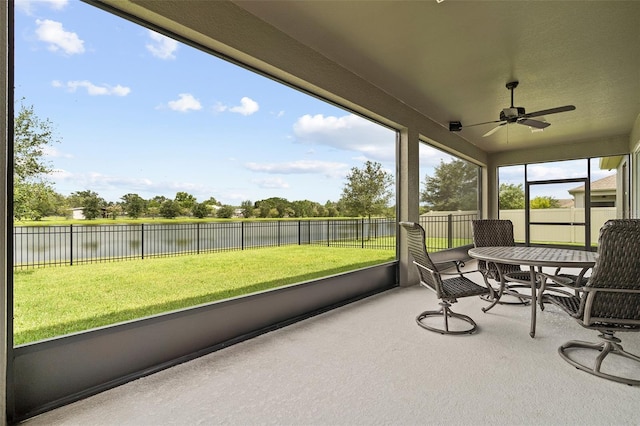 1817 Westerham Ave, Saint Cloud, FL 34771 - sunroom / solarium featuring a water view and a ceiling fan