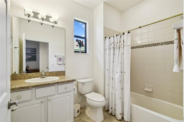 3390 Fallbrook Dr, Kissimmee, FL 34759 - bathroom featuring vanity, shower / bath combo with shower curtain, and tile patterned flooring