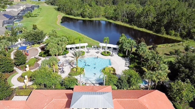 143 Tiger Lily Ct, Davenport, FL 33837 - aerial view of a nearby body of water and a pool