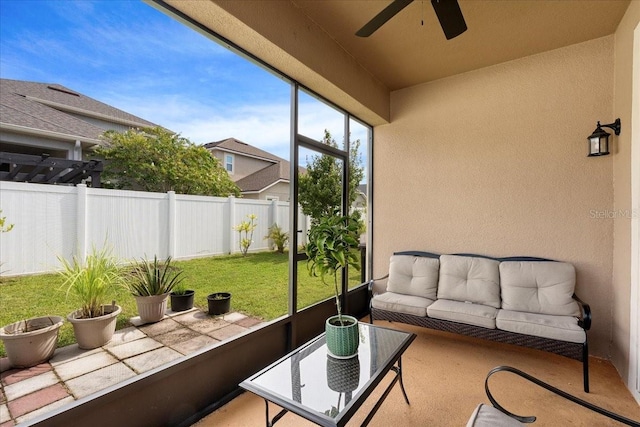 2511 Nouveau Way, Kissimmee, FL 34741 - sunroom featuring a ceiling fan and an outdoor living space