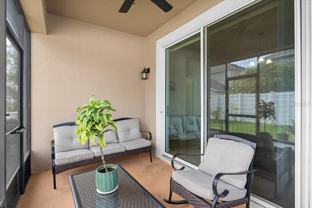 2511 Nouveau Way, Kissimmee, FL 34741 - sunroom / solarium featuring a ceiling fan and lofted ceiling