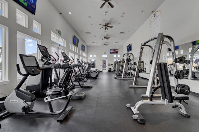 123 Preston Ave, Davenport, FL 33837 - gym with ceiling fan and recessed lighting