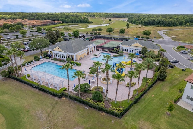 123 Preston Ave, Davenport, FL 33837 - aerial view of a pool and a nearby body of water