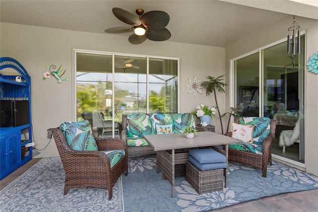 2215 Camden Park Ave, Davenport, FL 33837 - view of patio featuring ceiling fan and outdoor dining area