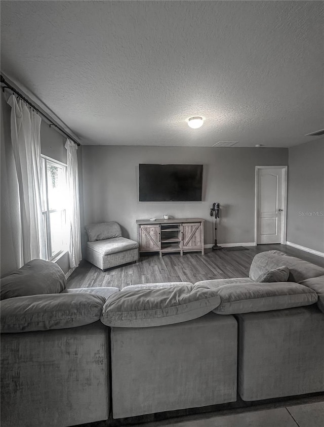 388 Rooks Loop, Haines City, FL 33844 - living area with a textured ceiling and wood finished floors