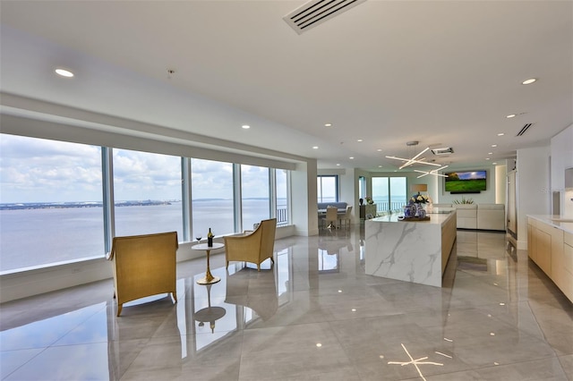 kitchen featuring light stone countertops