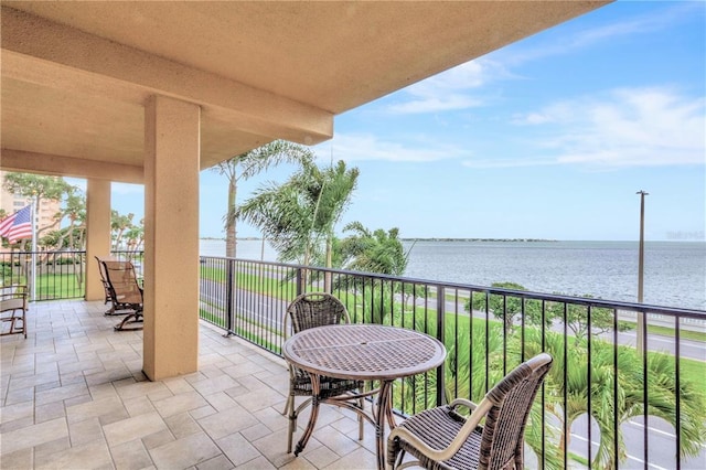 balcony with a water view