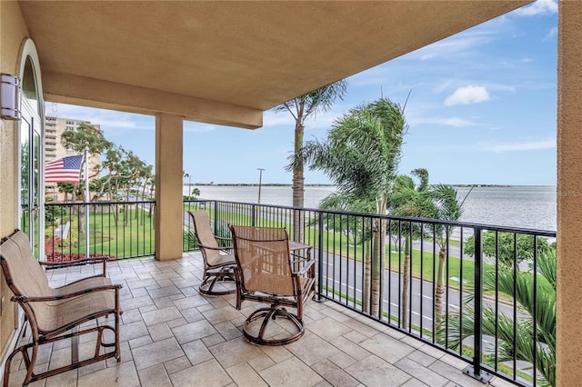 balcony with a water view