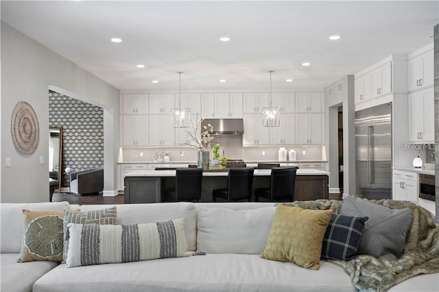 living room with hardwood / wood-style floors