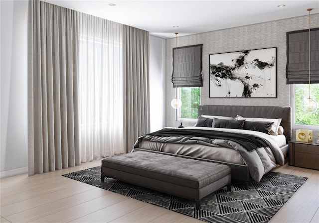 bedroom featuring light hardwood / wood-style flooring