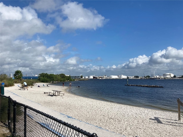 property view of water with a beach view