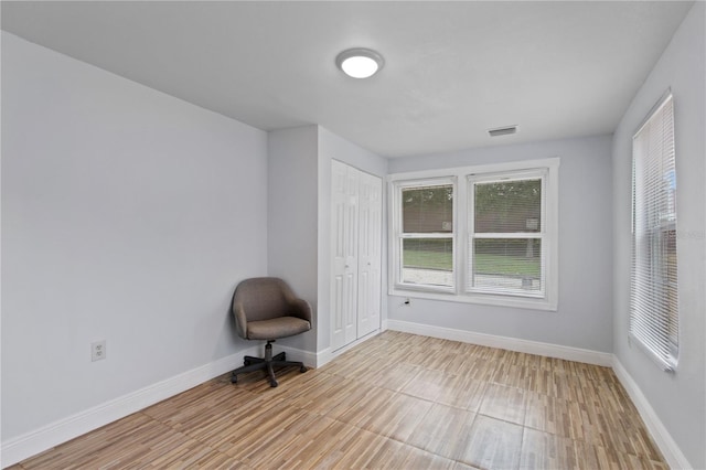 interior space with light hardwood / wood-style floors