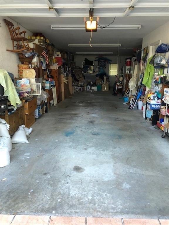 garage with a garage door opener