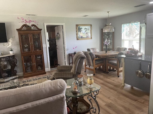 living room with hardwood / wood-style flooring