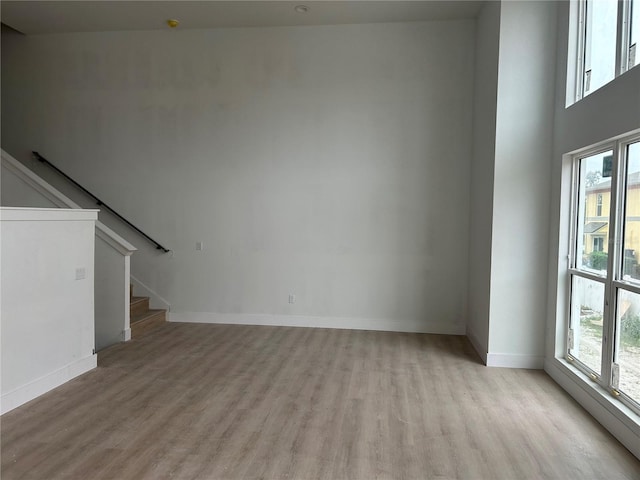 unfurnished living room featuring light hardwood / wood-style floors