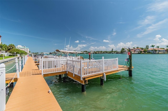 view of dock featuring a water view