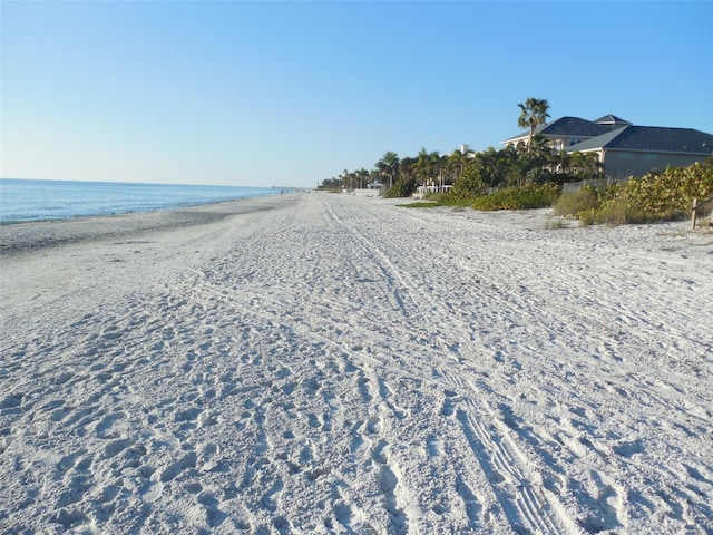 exterior space featuring a view of the beach