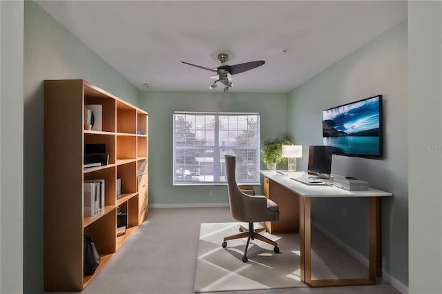 office area with ceiling fan