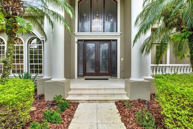 doorway to property with french doors