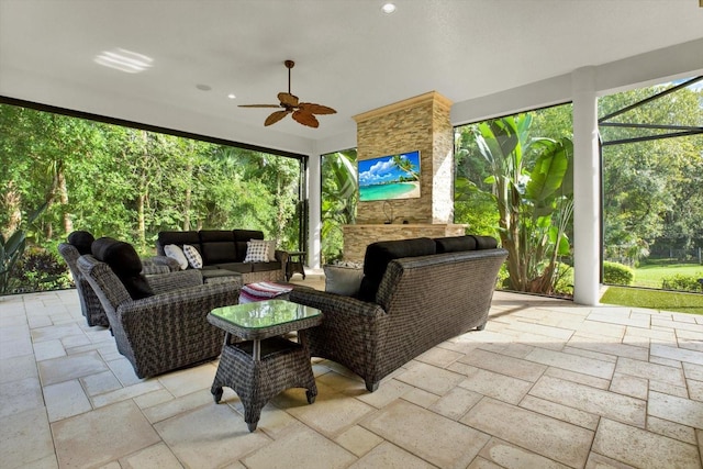 view of patio / terrace featuring outdoor lounge area and ceiling fan