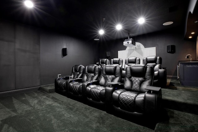 cinema with dark colored carpet