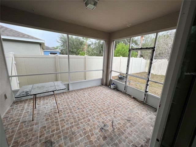 view of unfurnished sunroom