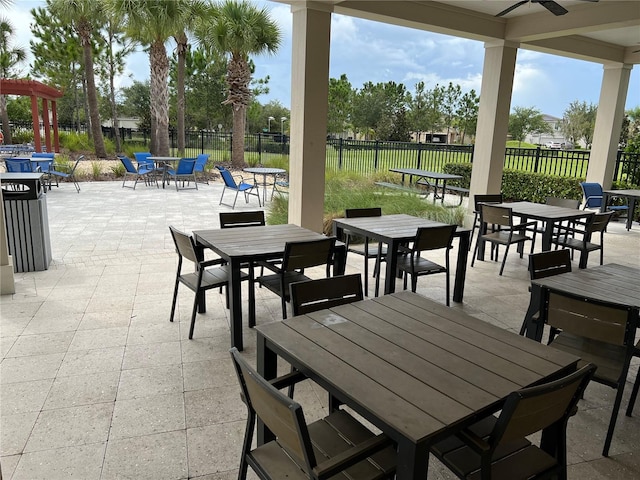 view of patio / terrace featuring ceiling fan