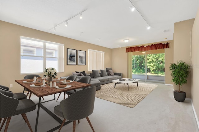 8049 Sanguinelli Rd, Land O Lakes, FL 34637 - carpeted dining space with rail lighting