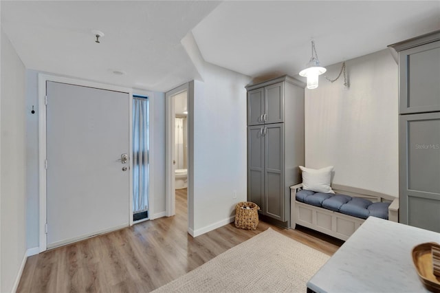 bedroom with light wood-type flooring