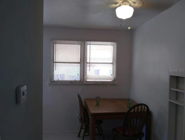 dining area featuring ceiling fan